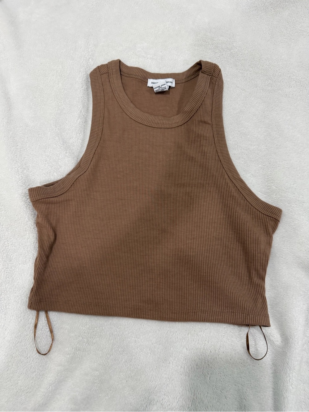 Better Together Brown ribbed polyester & spandex crop tank top - size S